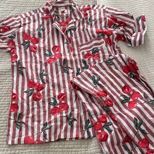 Cherry Delight Striped Pajama Set